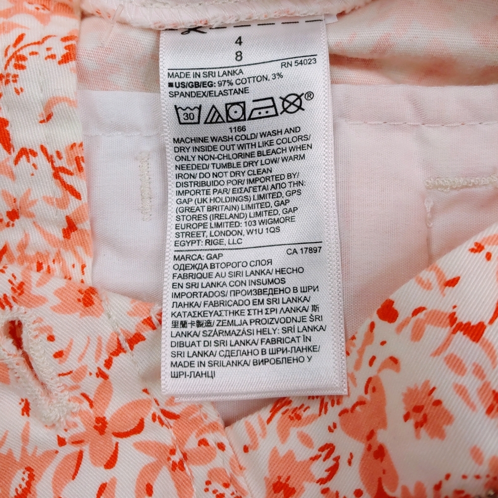 GAP Coral Pink Floral City Chino Shorts | Size 4 | NWT - Picture 13 of 16